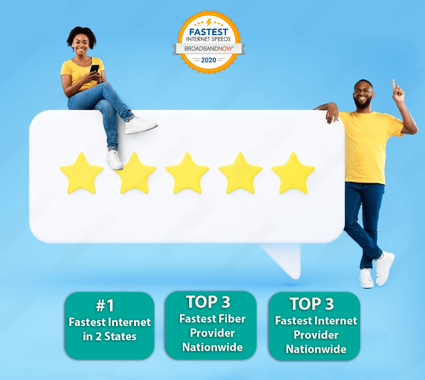 Customers giving 5-star reviews for Metronet Fiber Internet, recognized for fastest internet speeds.